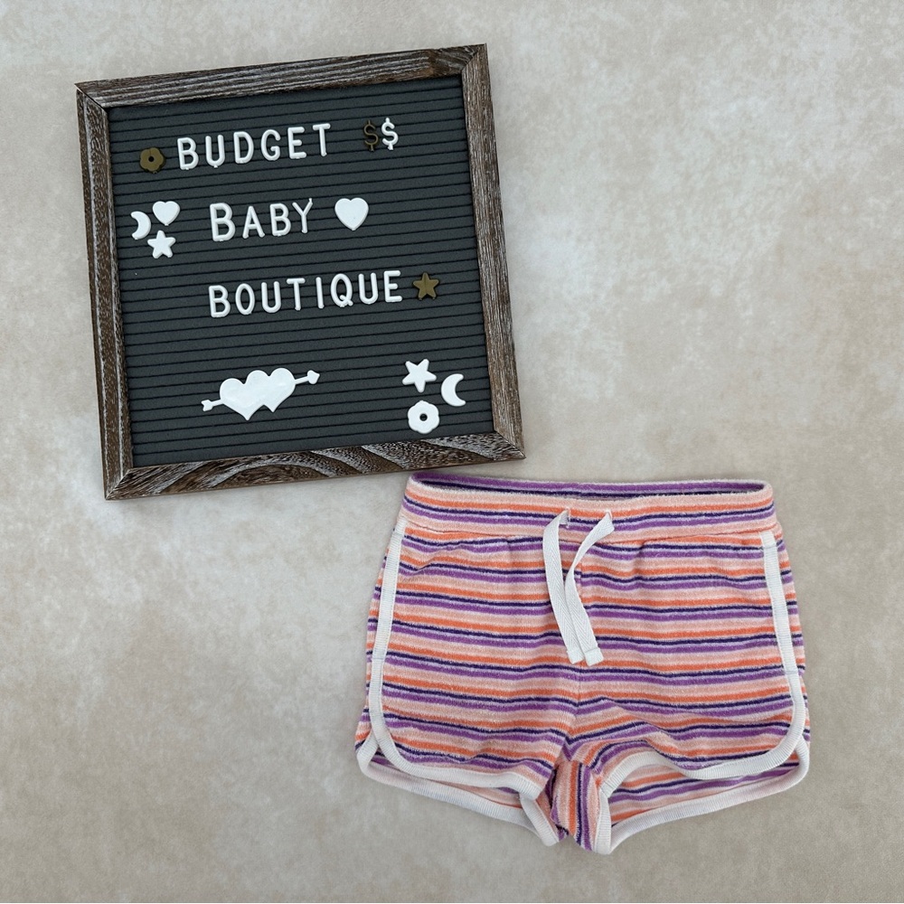 Janie and Jack Purple and Orange Striped Terry Track Shorts